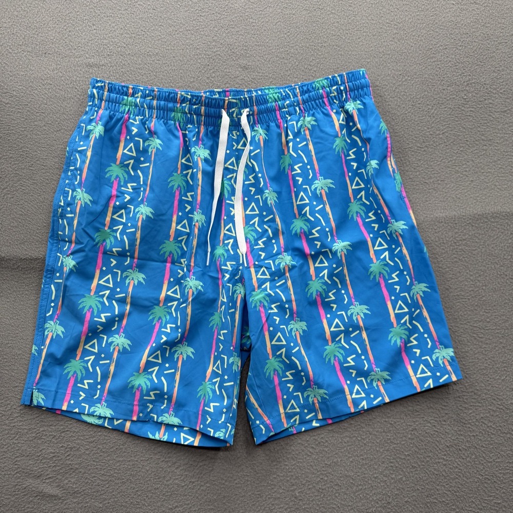 Chubbies Swim Trunks Mens XL Blue Tropical Palm 7 Inseam Mesh Lined Stretch